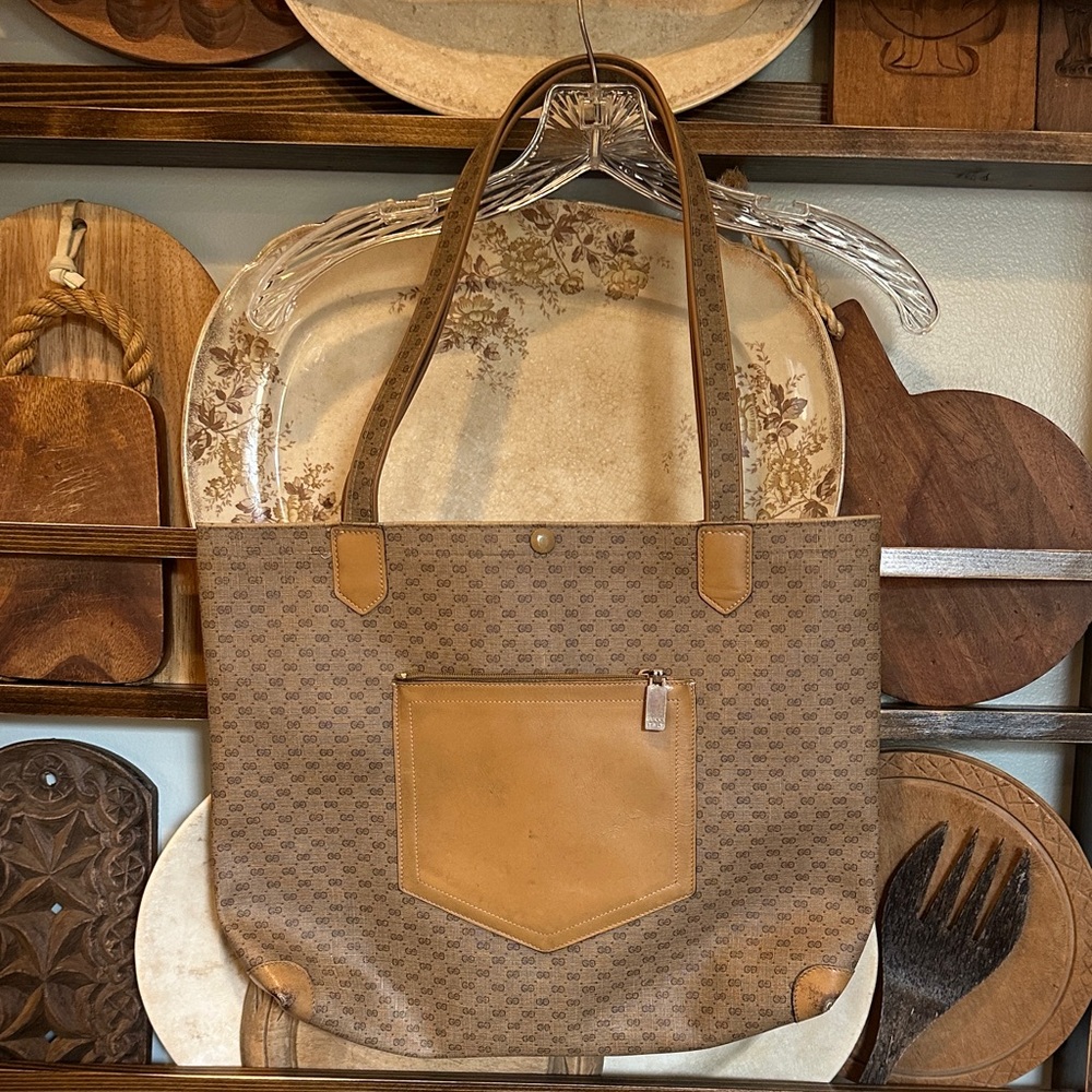 Vintage Gucci Tan / Brown Monogram Tote Bag